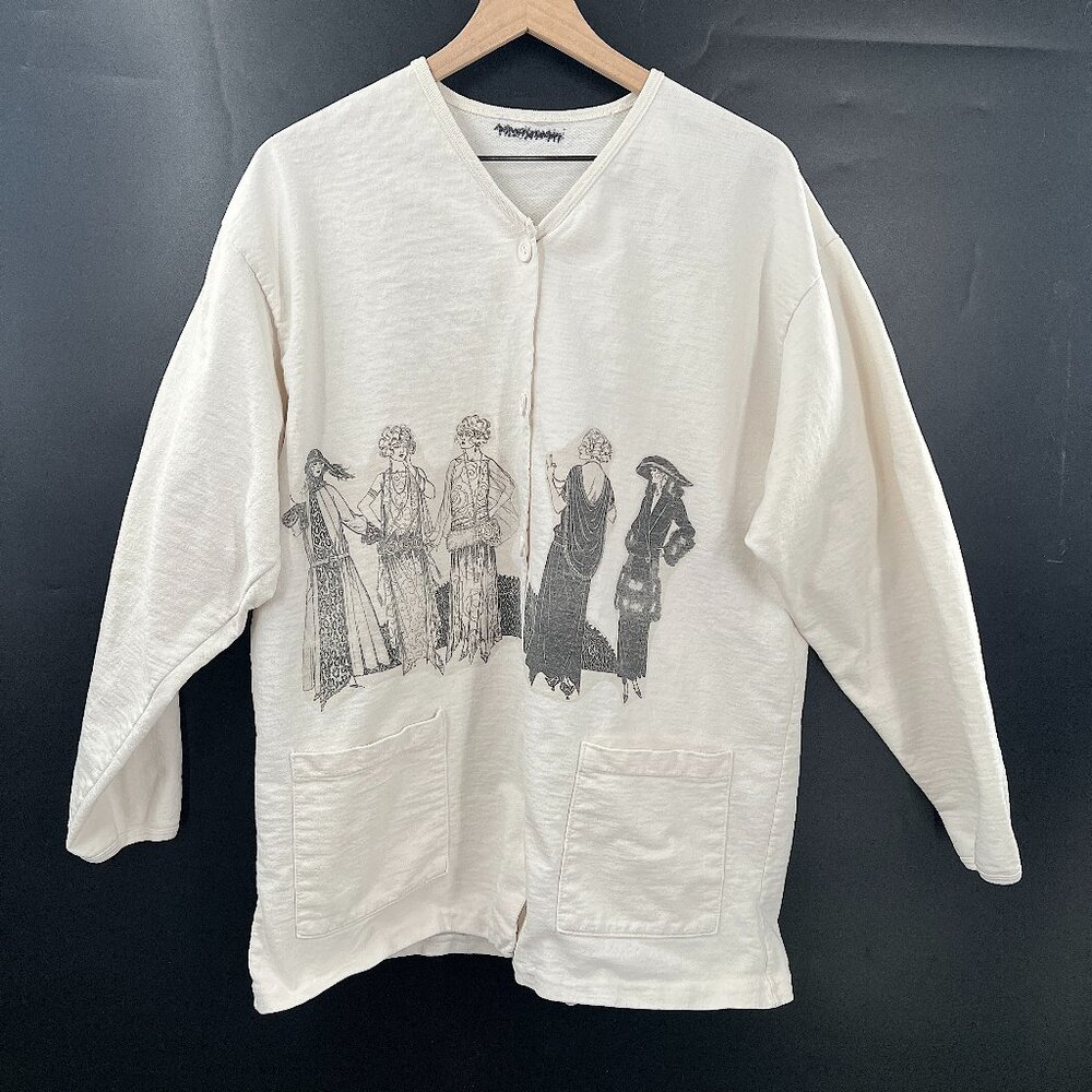 Vintage Oversized sweatshirt cardigan fancy ladies 1920s flapper silhouette L XL